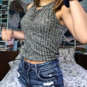 Gray Crossing Tank Top